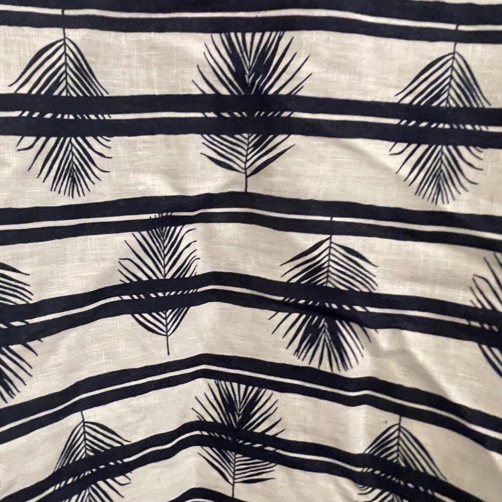 Lands' End Short Sleeve Linen Shirt Blue White Striped Palm Leaf Cruise Wear 2X - Picture 3 of 6